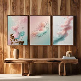 Pastel Abstract Wall Art Set of 3 | Soft Pink Blue Prints | Modern Minimalist Artwork | Contemporary Dreamy Decor | Digital Download