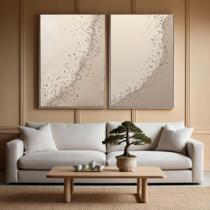 Botanical Line Art Wall Art Set of 2 Printable, Elegant Vine Prints, Minimalist Neutral Decor, Digital Download