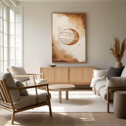 Arte de Pared Imprimible Planeta Celestial, Lámina de Planeta Cósmico Minimalista, Decoración Moderna del Hogar Espacial, Póster de Astronomía Escandinavo, Descarga Digital